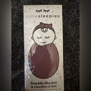 Little Sleepies Swaddle and Headband Set in Soft Blue